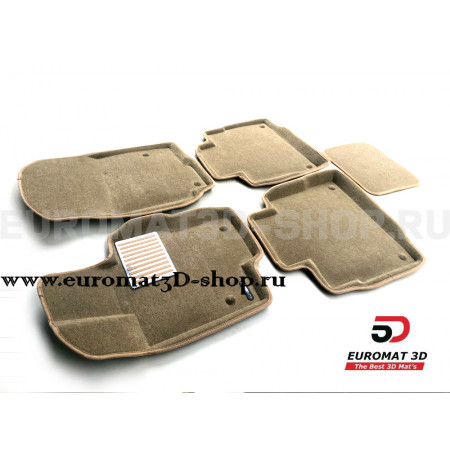 Текстильные 3D коврики Euromat3D Lux в салон для Mercedes GLS-Class (X167) (2019-) № EM3D-003513T Бежевые