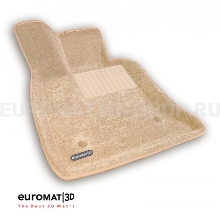 Текстильные 3D коврики Euromat3D Business в салон для Cadillac CT6 (2018-) № EMC3D-001300T Бежевые